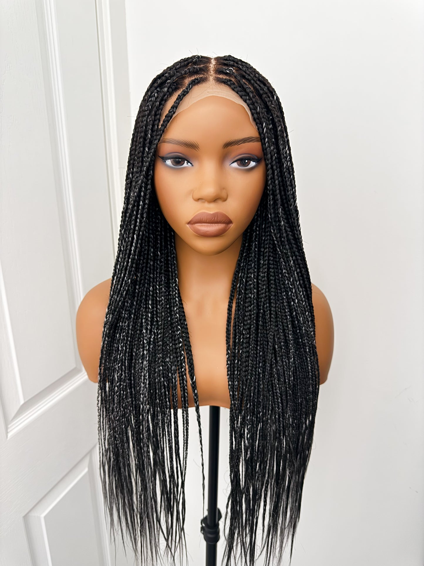5*5 LACE CLOSURE BOX BRAIDS - SALT AND PEPPER