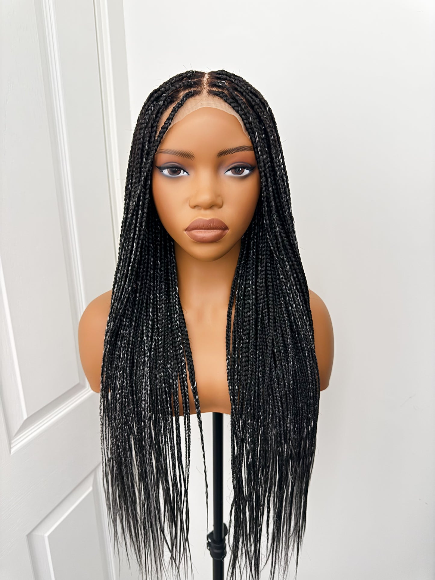 5*5 LACE CLOSURE BOX BRAIDS - SALT AND PEPPER