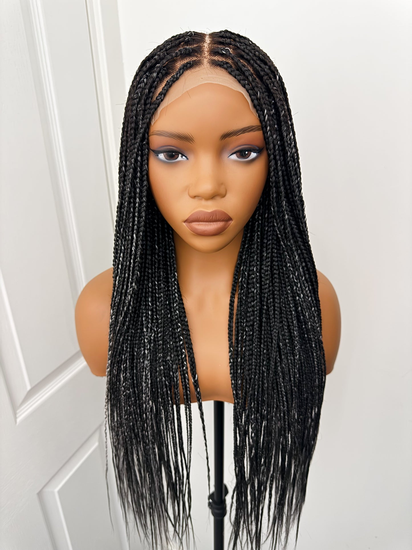 5*5 LACE CLOSURE BOX BRAIDS - SALT AND PEPPER